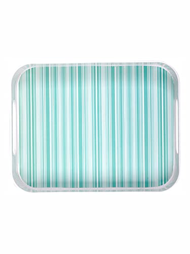 Goodhomes Melamine Rectangular Serving Tray, MT335, Green Lines - Image 2