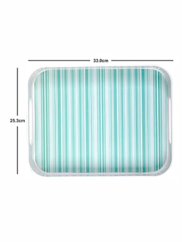Goodhomes Melamine Rectangular Serving Tray, MT335, Green Lines - Image 4