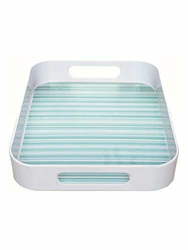 Goodhomes Melamine Rectangular Serving Tray, MT335, Green Lines - Image 3