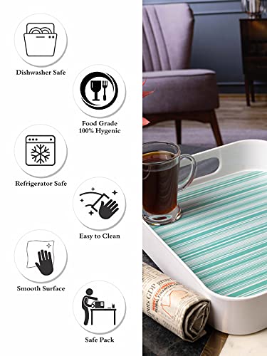 Goodhomes Melamine Rectangular Serving Tray, MT335, Green Lines - Image 5
