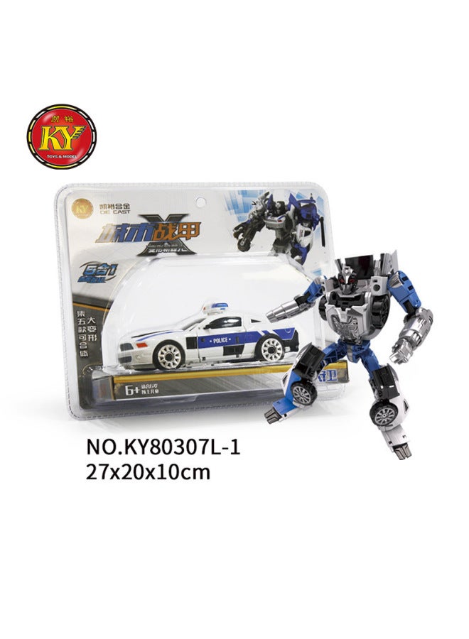 Kaiyu Alloy Fire Deformation Toy Single Can Fit Children's Deformation Police Car Fire Truck A Generation Of Wholesale-Color:307-1 Police Car-Wind Speed Lightning - Image 1