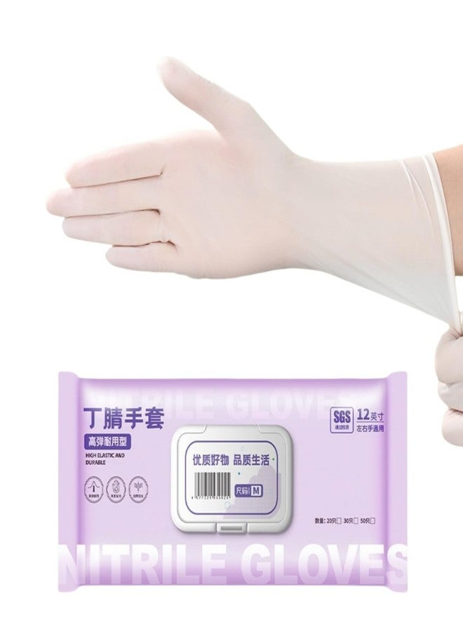 EBIEFLY Nitrile Latex Dish Gloves Disposable 12" 30Pcs Long Cleaning Glove for Kitchen Household Waterproof Anti-slip Thickened Soft (White) - Image 1