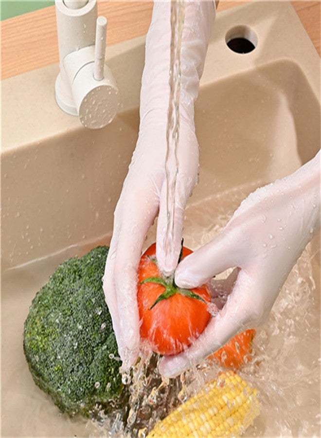 EBIEFLY Nitrile Latex Dish Gloves Disposable 12" 30Pcs Long Cleaning Glove for Kitchen Household Waterproof Anti-slip Thickened Soft (White) - Image 4