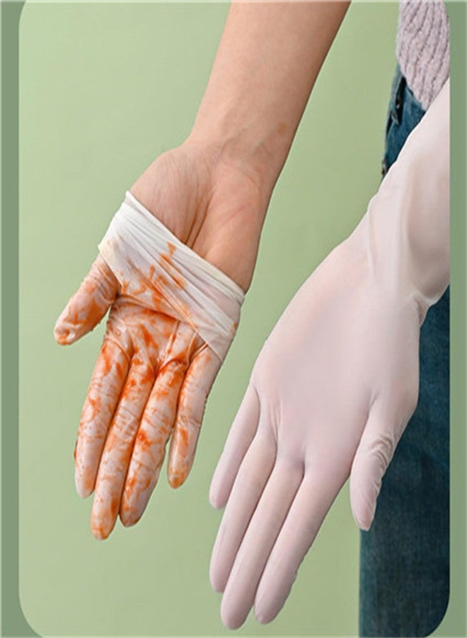 EBIEFLY Nitrile Latex Dish Gloves Disposable 12" 30Pcs Long Cleaning Glove for Kitchen Household Waterproof Anti-slip Thickened Soft (White) - Image 5