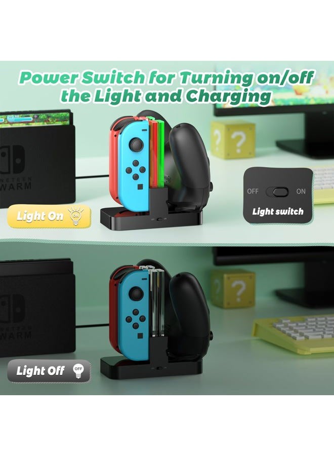 FastSnail Controller Charger Compatible with Nintendo Switch and OLED Model for Joycon, Charging Station for Joy Con and for Pro Controller with Charger Indicator and Charging Cable - Image 3