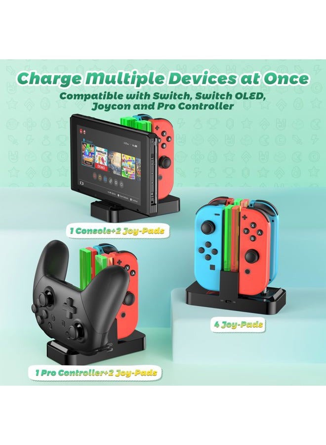 FastSnail Controller Charger Compatible with Nintendo Switch and OLED Model for Joycon, Charging Station for Joy Con and for Pro Controller with Charger Indicator and Charging Cable - Image 4