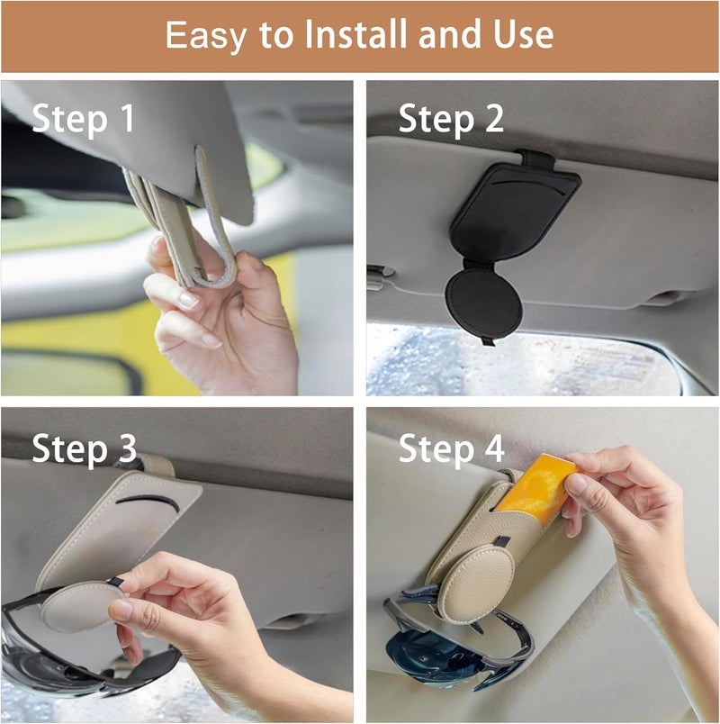 POPAXY Multi-Functional Car Sun Visor Glasses Holder Clip with Card Organizer – Compact Vehicle Accessory for Sunglasses, Parking Cards, and Bills – Easy Install, Secure Grip - Image 3