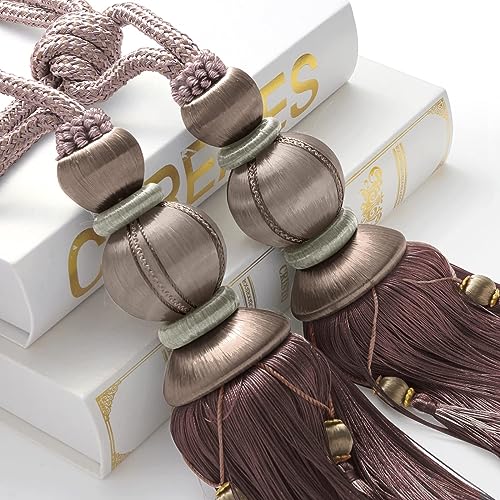 yawpnan Paired Lantern Single Hanging Ball Tassels Curtains Buckle Sling Binding Lantern Tiebacks Handcrafted Braided Buckle Drapery Curtain Holdbacks Window Treatments for Home 2 Pack - Image 3