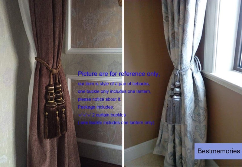 yawpnan Paired Lantern Single Hanging Ball Tassels Curtains Buckle Sling Binding Lantern Tiebacks Handcrafted Braided Buckle Drapery Curtain Holdbacks Window Treatments for Home 2 Pack - Image 4