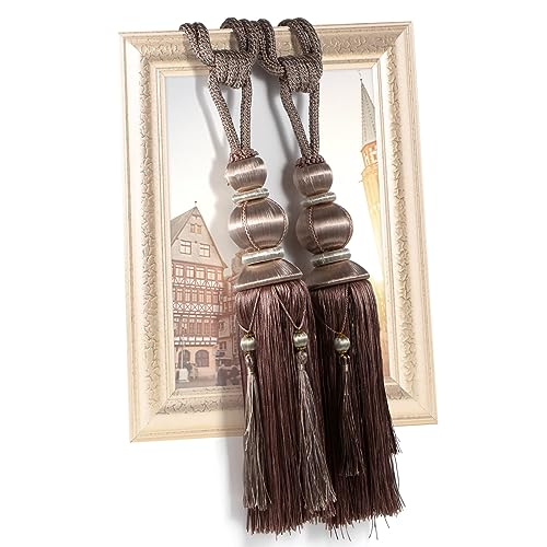 yawpnan Paired Lantern Single Hanging Ball Tassels Curtains Buckle Sling Binding Lantern Tiebacks Handcrafted Braided Buckle Drapery Curtain Holdbacks Window Treatments for Home 2 Pack - Image 2
