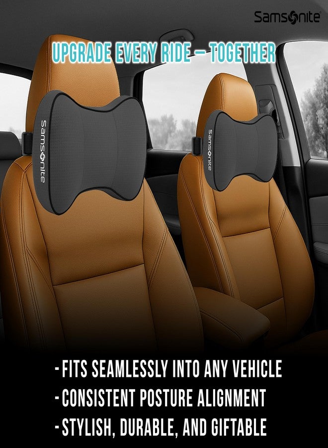 Samsonite Car Neck Pillow - Soft Gel Memory Foam Headrest Cushion for Driving, Ergonomic Design with Adjustable Strap, Breathable & Removable Cover, Provides Neck Pain Relief, Black. - Image 4