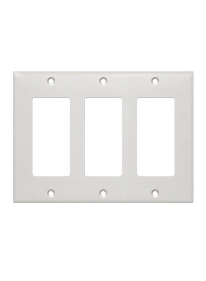 Cmple 3-Gang Decora Wall Plate Standard Size Decorator Light Switch or Receptacle Outlet Wall Plate - White - Image 1