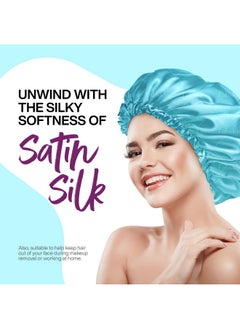 Fabskin Luxury Satin Silk Hair Bonnet Cap For Sleeping With Satin Scrunchie | For Women & Girls | For Curly & All Hair Types (Black)  - Image 4