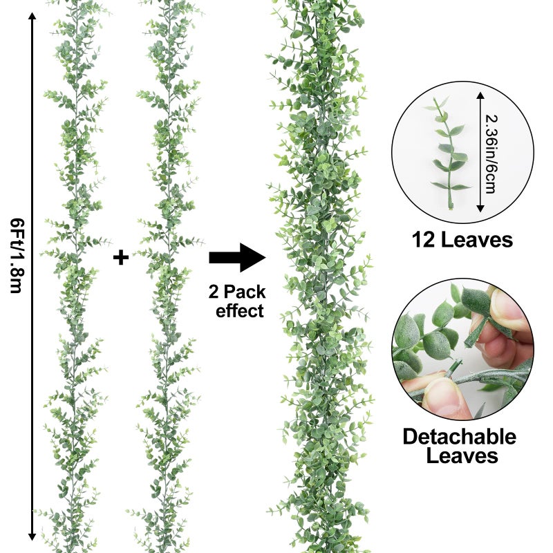Dolicer 5 Packs Eucalyptus Garland with LED Lights String  30Ft Faux Eucalyptus Greenery Garland  Artificial Hanging Green Eucalyptus Leaves Vine Wedding Backdrop Arch Wall Table Decor (Grey Green) - Image 3
