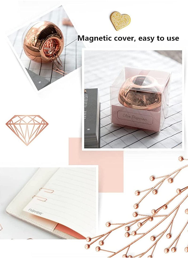 SYOSI - Light Luxury Fashion Paper Clips, Rose Gold Edition, In Round Paper Clip Holder With Magnetic Lid, 28 mm, 100 Piece Per Box - Image 1