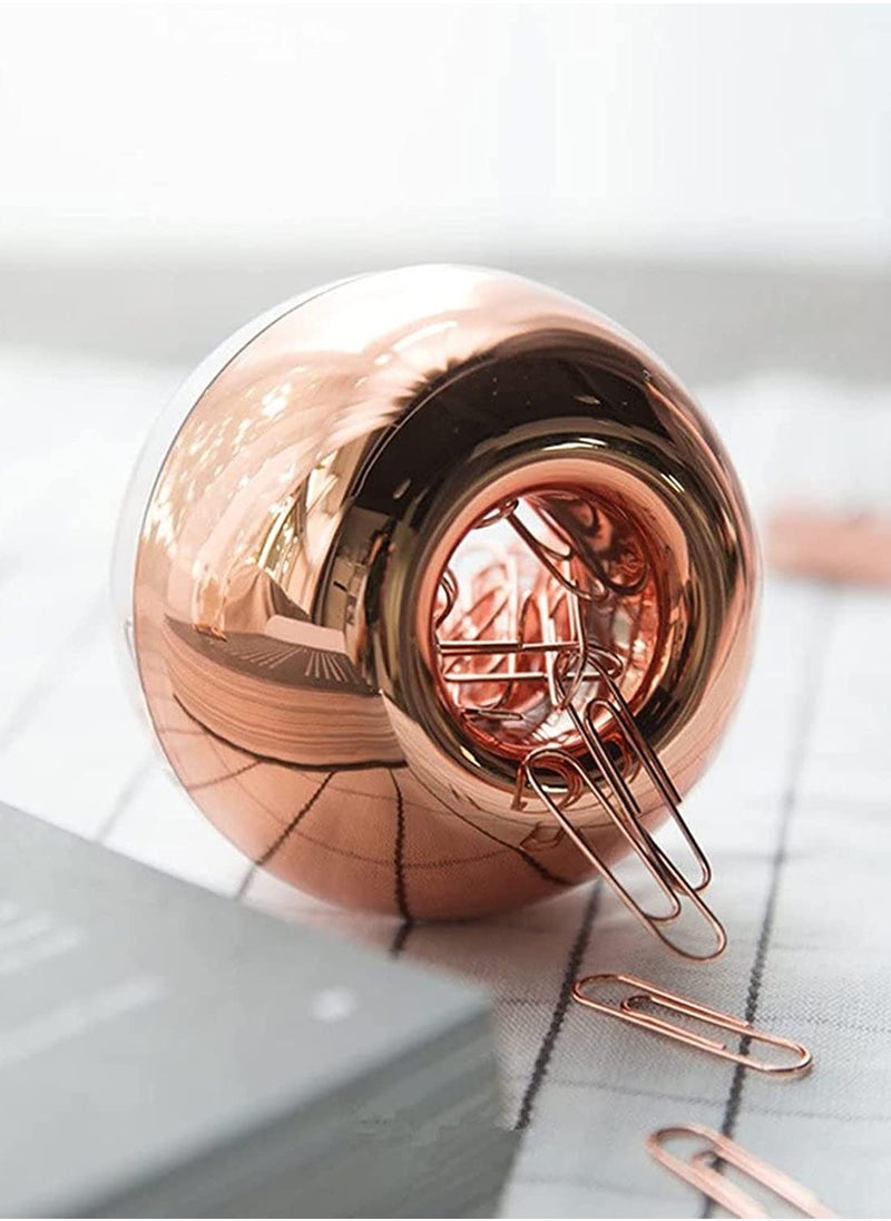 SYOSI - Light Luxury Fashion Paper Clips, Rose Gold Edition, In Round Paper Clip Holder With Magnetic Lid, 28 mm, 100 Piece Per Box - Image 1