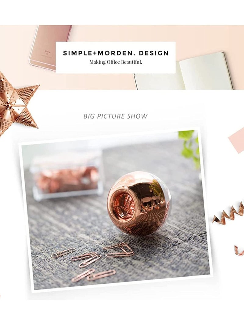 SYOSI - Light Luxury Fashion Paper Clips, Rose Gold Edition, In Round Paper Clip Holder With Magnetic Lid, 28 mm, 100 Piece Per Box - Image 1