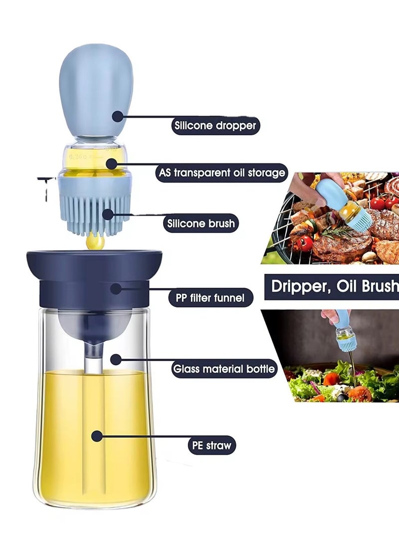 VIO VIO® 1 Pack Leakproof Thickened Glass Oil Bottle with Measuring Oil Dispenser And Basting Brush 2 in 1 Oil Storage Container Storage Jar with Silicone Brush for Kitchen Cooking Frying Baking Barbecue Grill Pancake Air Fryer 180 ML  - Image 3