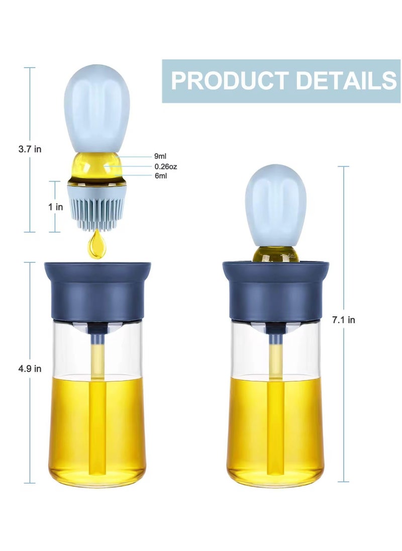VIO VIO® 1 Pack Leakproof Thickened Glass Oil Bottle with Measuring Oil Dispenser And Basting Brush 2 in 1 Oil Storage Container Storage Jar with Silicone Brush for Kitchen Cooking Frying Baking Barbecue Grill Pancake Air Fryer 180 ML  - Image 5