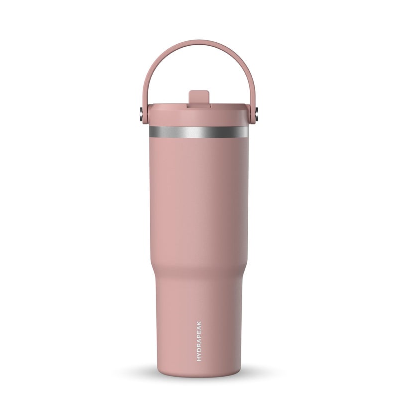 Hydrapeak Nomad 32 oz Tumbler with Handle and Straw Lid Leakproof Double Insulated 32oz Cup Stainless Steel Rosewood