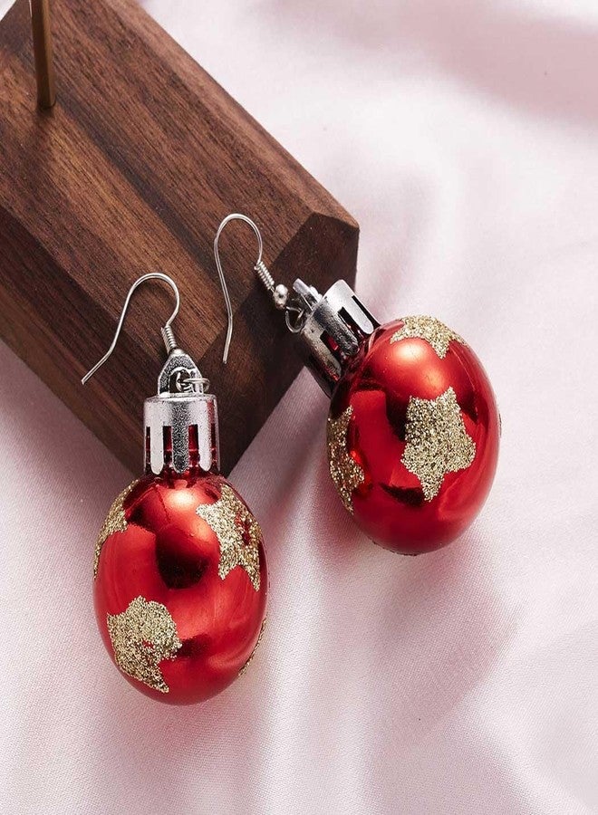 Aksod Christmas Earrings for Women Green Christmas Ball Dangle Earrings Trendy Lightweight Snowflake Ball Ornament Holiday Party Earrings Jewelry for Women (Style F) - Image 3