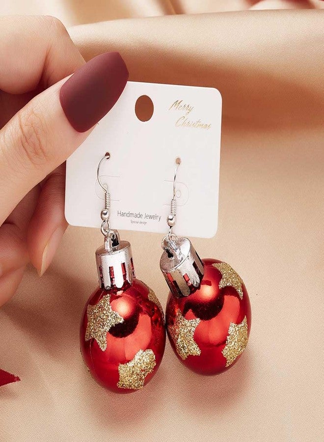 Aksod Christmas Earrings for Women Green Christmas Ball Dangle Earrings Trendy Lightweight Snowflake Ball Ornament Holiday Party Earrings Jewelry for Women (Style F) - Image 5