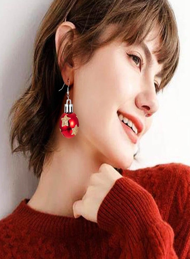 Aksod Christmas Earrings for Women Green Christmas Ball Dangle Earrings Trendy Lightweight Snowflake Ball Ornament Holiday Party Earrings Jewelry for Women (Style F) - Image 4