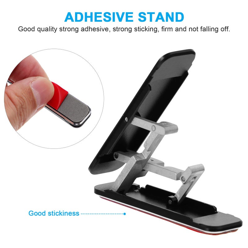 Foldable Dark Phone Holder Stand With Sticky Backing Portable Desktop Support For Home Office - Image 5