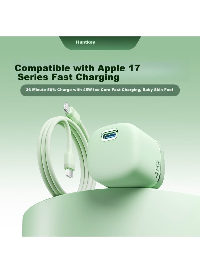 Huntkey Lingdong F45 Turbo Gan 40w Fast Charger 45w Compatible With Apple Iphone 17/16/15/14 Pro Max/plus Huawei Samsung - Image 1
