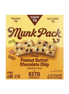 Munk Pack Munk Pack, Chewy Granola Bar, Peanut Butter Chocolate  Chip , 4 Bars, 1.12 oz (32 g) Each  - Image 1