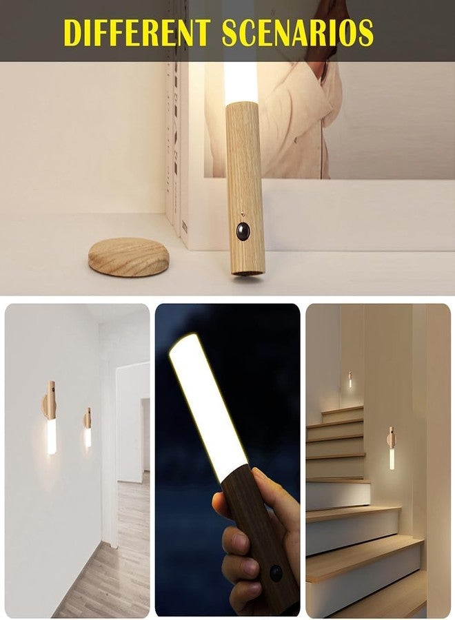 TRYV Wooden Plastic Magnetic Motion Sensor LED Wall Light (Pack of 1) USB Rechargeable | Wireless Self-Adhesive Body Induction Night Closet Lamp for Home Wardrobe Kitchen Stairs Cupboard Bedroom - Image 2