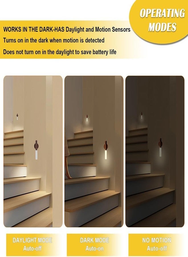 TRYV Wooden Plastic Magnetic Motion Sensor LED Wall Light (Pack of 1) USB Rechargeable | Wireless Self-Adhesive Body Induction Night Closet Lamp for Home Wardrobe Kitchen Stairs Cupboard Bedroom - Image 4