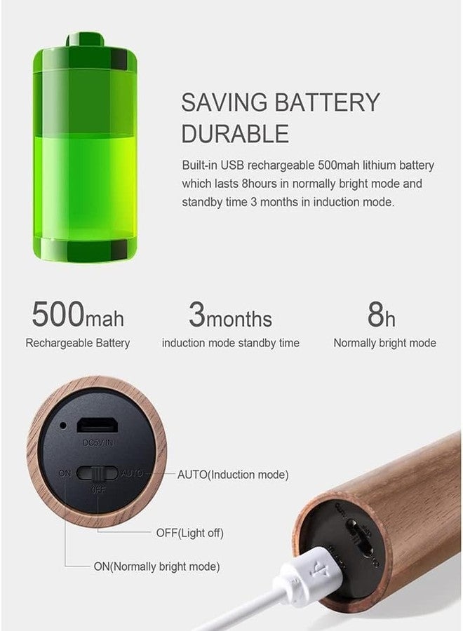 TRYV Wooden Plastic Magnetic Motion Sensor LED Wall Light (Pack of 1) USB Rechargeable | Wireless Self-Adhesive Body Induction Night Closet Lamp for Home Wardrobe Kitchen Stairs Cupboard Bedroom - Image 5