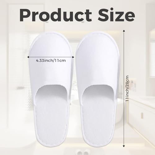 Haploon 24 Pairs Disposable Slippers for Guests, White Cotton Velvet Closed Toe Slippers Bulk Unisex Non-Slip Spa Slippers for Hotel Home Travel Train Parties Use - Image 3