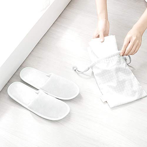 Haploon 24 Pairs Disposable Slippers for Guests, White Cotton Velvet Closed Toe Slippers Bulk Unisex Non-Slip Spa Slippers for Hotel Home Travel Train Parties Use - Image 5