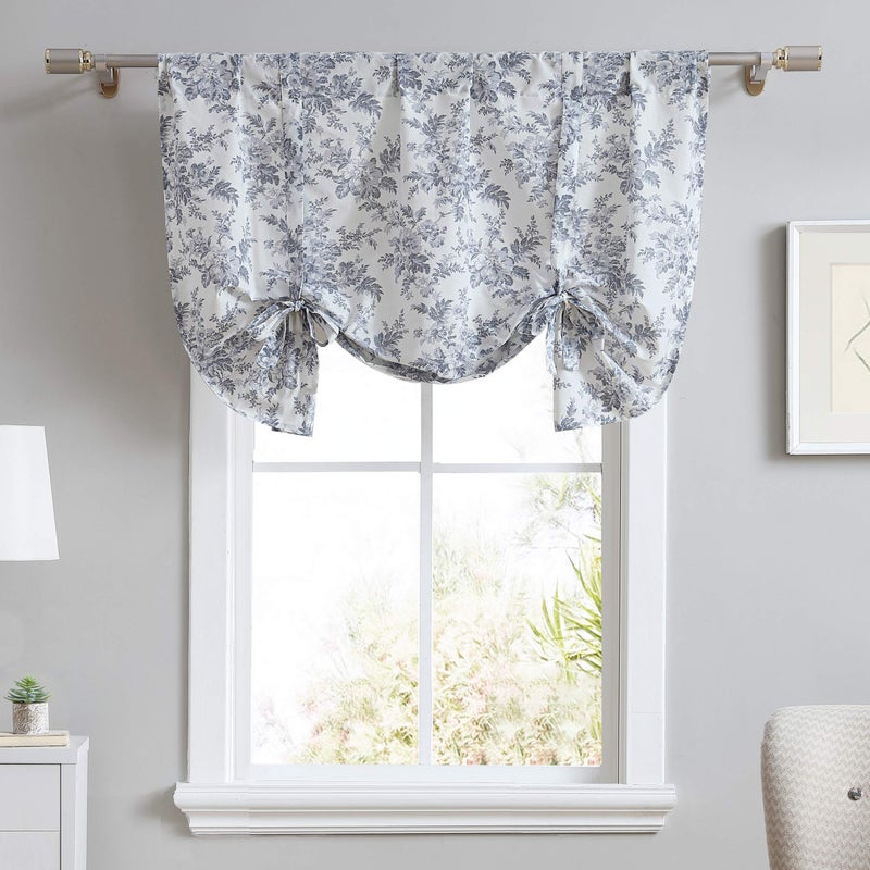 Laura Ashley Home Laura Ashley  Valance Cotton Tie Up Window Treatment Chic Home Decor Annalise Floral 25 x 50