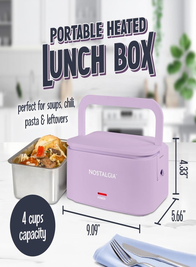 Nostalgia Portable Heated Lunch Box - 4-Cup Stainless Steel Food Warmer - Detachable Cord, Leak-Proof Lid, Carry Handle - Portable for Work & Travel - Lavender - Image 2