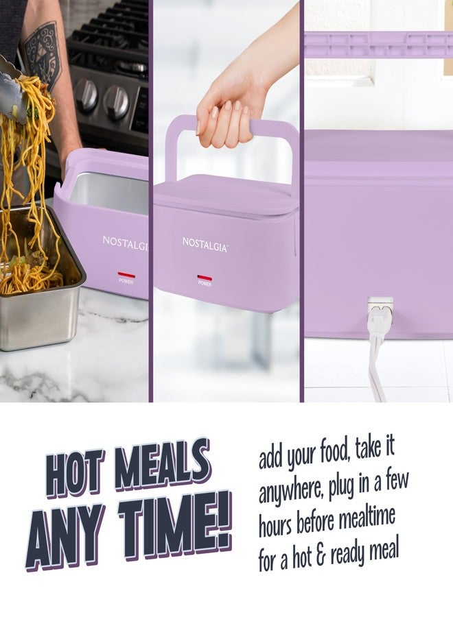 Nostalgia Portable Heated Lunch Box - 4-Cup Stainless Steel Food Warmer - Detachable Cord, Leak-Proof Lid, Carry Handle - Portable for Work & Travel - Lavender - Image 5