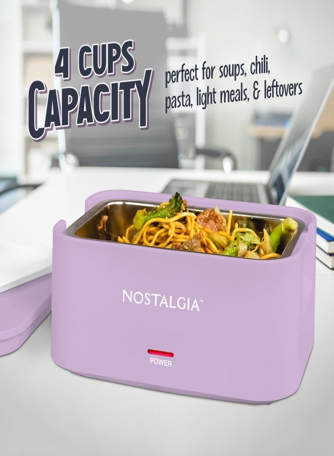 Nostalgia Portable Heated Lunch Box - 4-Cup Stainless Steel Food Warmer - Detachable Cord, Leak-Proof Lid, Carry Handle - Portable for Work & Travel - Lavender - Image 4