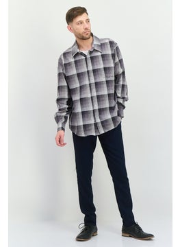 IL SARTO Men Regular Fit Plaid Long Sleeves Casual Shirt, Charcoal  - Image 4