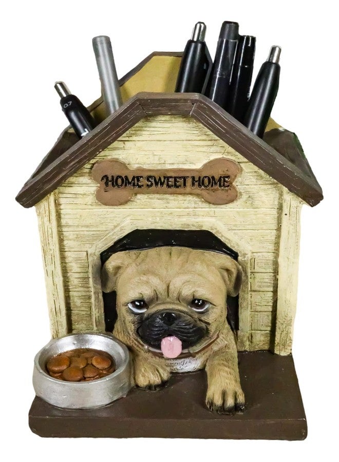 Ebros Gift Adorable Pugsie Puppy Pug Dog Sitting in Doghouse Kennel with Treat Bowl Stationery Pen Pencil Holder Caddy Organizer Figurine Pet Pal Labradors Collectible for Desk Study Office - Image 1