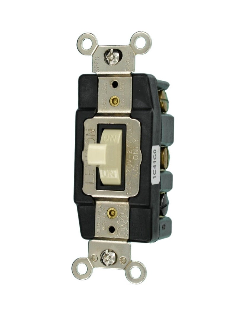 Leviton 1288-I 30-Amp 120/277-Volt Toggle Double-Pole AC Quiet Switch - Ivory