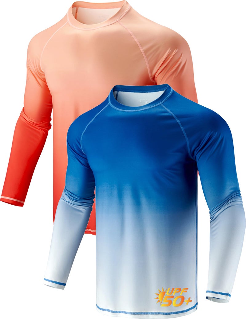 Liberty Pro 2 Pack Men’s Rash Guard Long Sleeve Swim Shirts UPF 50+ Sun Protection – Quick Dry Lightweight UV Fishing Surf Shirt (Set 4, 3X-Large) - Image 1
