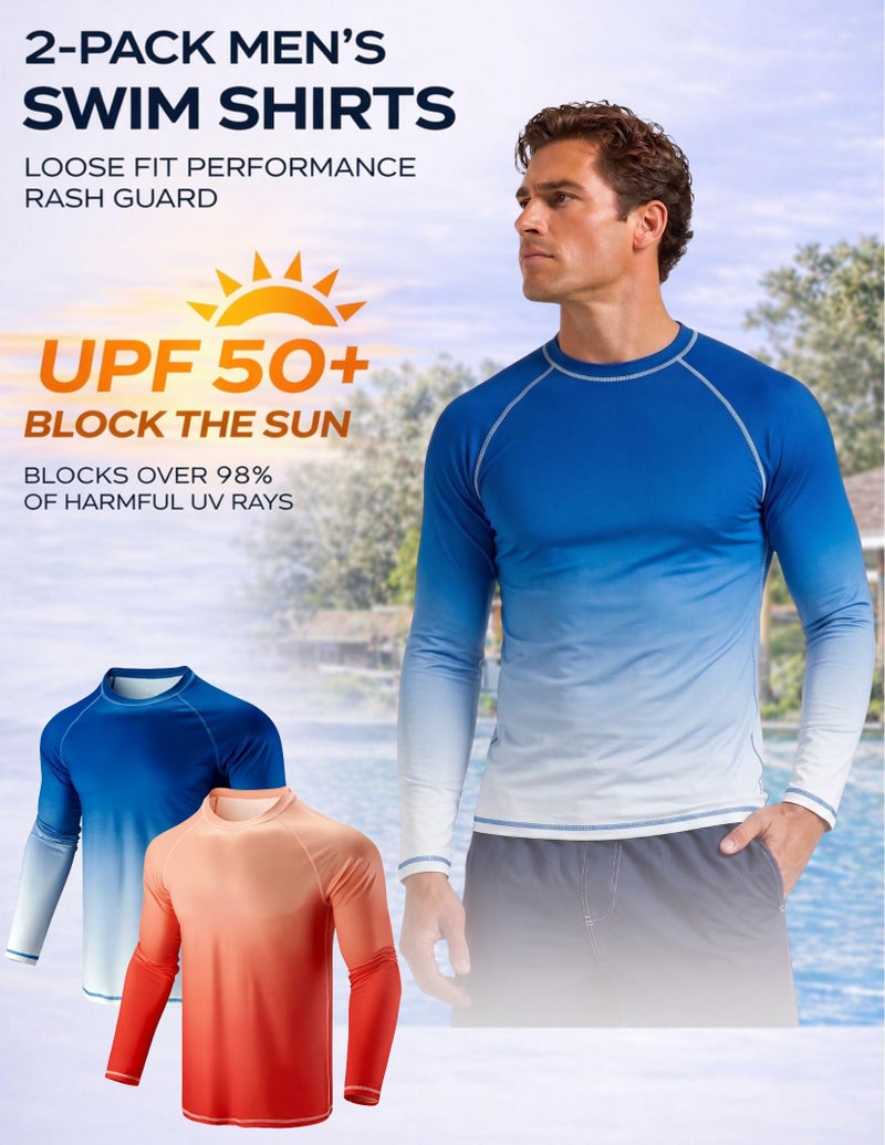Liberty Pro 2 Pack Men’s Rash Guard Long Sleeve Swim Shirts UPF 50+ Sun Protection – Quick Dry Lightweight UV Fishing Surf Shirt (Set 4, 3X-Large) - Image 5