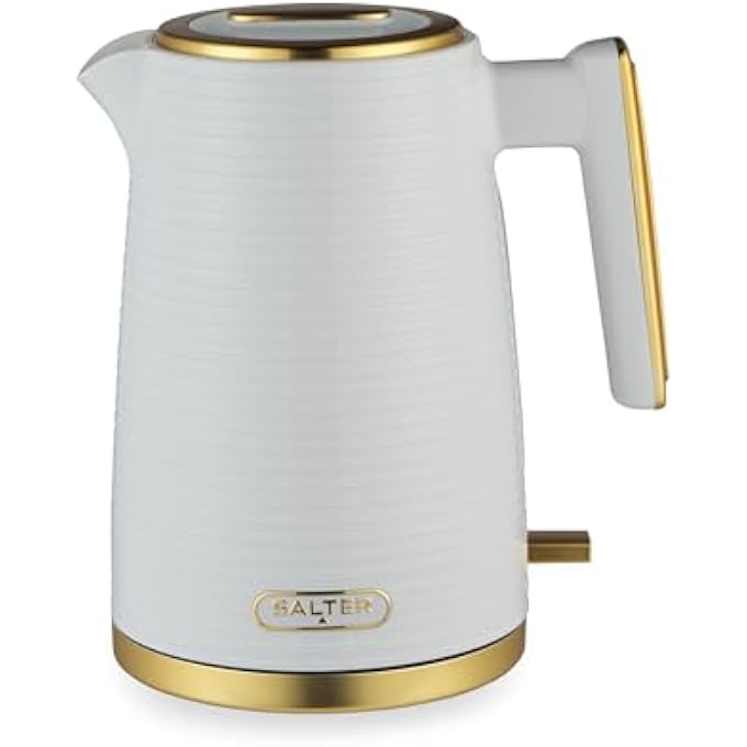 Salter Ek5031Wht Palermo Textured Kettle Electric Cordless 3 Kw Rapid 360 Degrees Swivel Base Water Indicator Window Boil Dry Sensor Auto Shut Off Strix Control 17 L White And Gold - Image 2