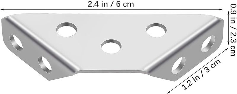 أقواس زاوية من الفولاذ المقاوم للصدأ 20 قطعة، دعامات زاوية سميكة لإصلاح الأثاث - Image 4