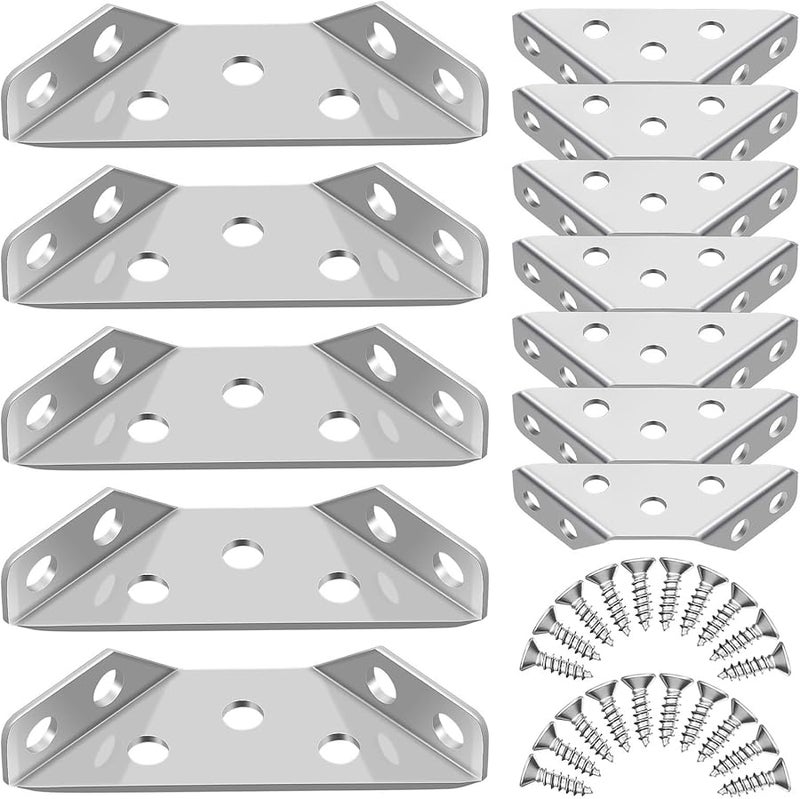 أقواس زاوية من الفولاذ المقاوم للصدأ 20 قطعة، دعامات زاوية سميكة لإصلاح الأثاث - Image 1
