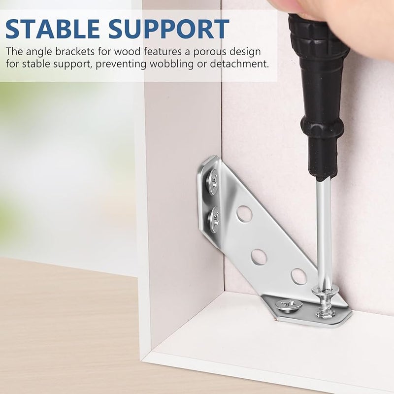 أقواس زاوية من الفولاذ المقاوم للصدأ 20 قطعة، دعامات زاوية سميكة لإصلاح الأثاث - Image 5