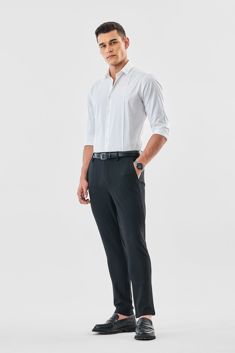 SNITCH Checks Slim Fit Stretch Trousers - Image 2
