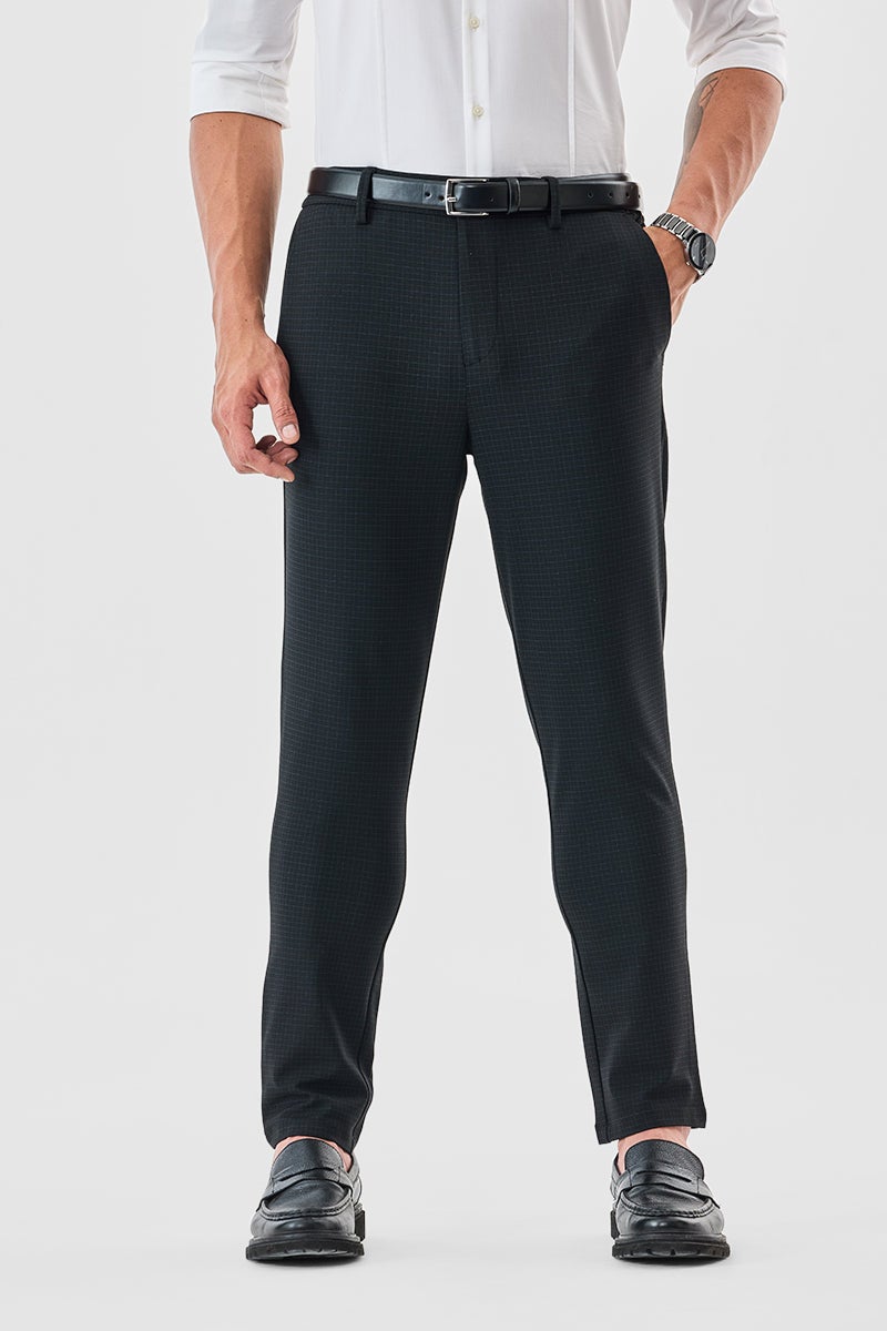 SNITCH Checks Slim Fit Stretch Trousers - Image 1